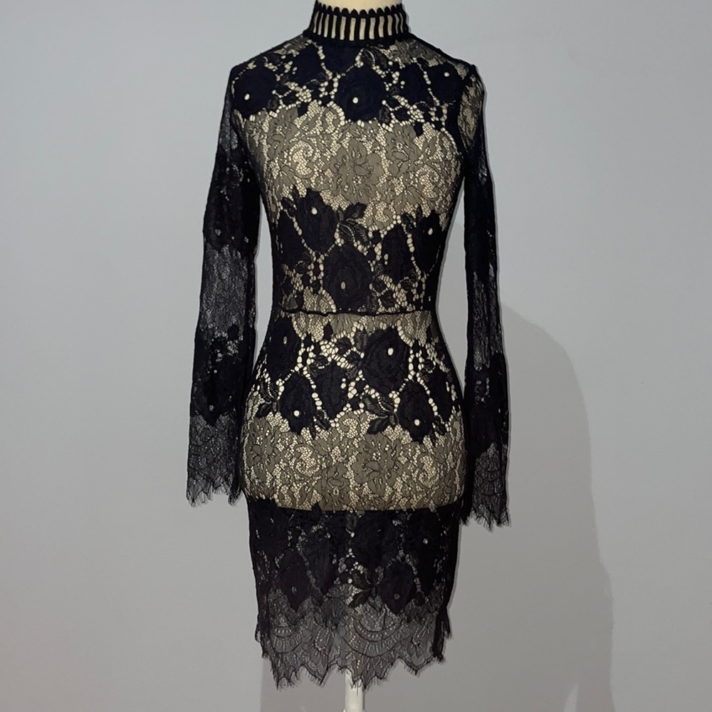 Black high neck lace midi dress (to be worn with slip dress)